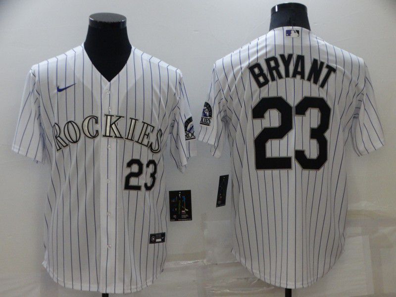 Men Colorado Rockies #23 Bryant White Strip Game Nike 2022 MLB Jersey->los angeles dodgers->MLB Jersey